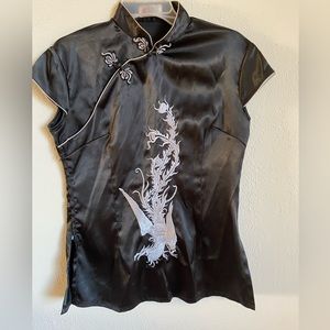 Mandarin Dragon Silk Style Blouse/Wrap top